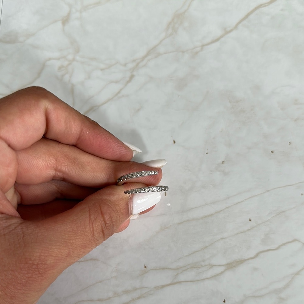 Adjustable Silver Rhinestone Double Band Ring